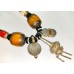 Antique Necklace Sterling Silver Amber Beads Traditional Tribal Thread Old D684